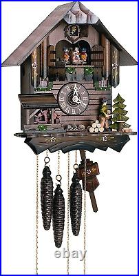12 Chalet Cuckoo Clock with Wood Chopper and Children