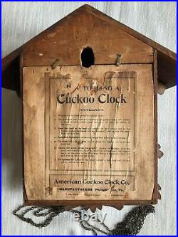 1900's RARE Signed Carved Antique Cuckoo Clock American Cuckoo Clock Co. Philly