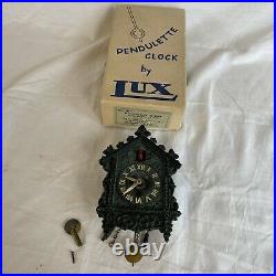 1933 Lux Lacy Edge Cuckoo No. 311 Bobbing Bird Cuckoo Pendulette Clock W Key