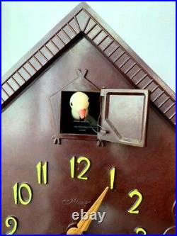 1970's Vintage USSR Wood Mayak Wall Hanging Mechanical Cuckoo Clock Fight