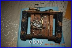 ANTIQUE Black Forest CUCKOO WOODEN PLATES CLOCK MOVEMENT BEHA for parts