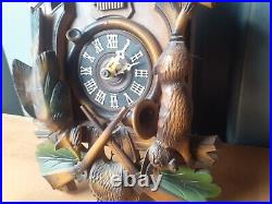 ANTIQUE GERMANY BLACK FOREST wall CUCKOO CLOCK DEER 1950s TESTED funtional