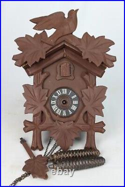 ANTIQUE vintage cuckoo clock GERMANY Black Forest weights OLD 1970's REGULA