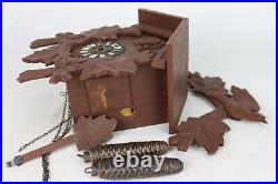 ANTIQUE vintage cuckoo clock GERMANY Black Forest weights OLD 1970's REGULA