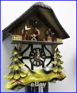 Animated German Black Forest Musical Wood Chopper Saw MILL Chalet Cuckoo Clock