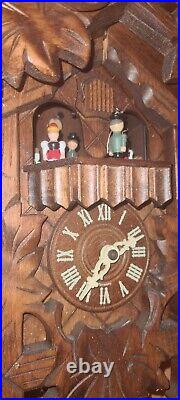 Antiqu made in Germany Cuckoo Clock Plays Edelweiss Black Forest Working
