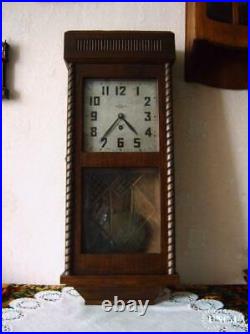 Antique 1936 USSR Wall Clock 2 Moscow ch. Z Walkers Hanged Decor Art Soviet Old