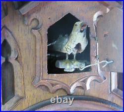 Antique Beha Twin Fusee Cuckoo Bracket Clock wood plate movement