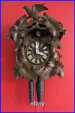 Antique Black Forest Cuckoo Clock Wooden Wall Clock Vintage