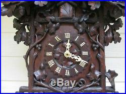 Antique Black Forest Wood Plate Cuckoo Clock Runs