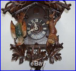 Antique Black Forest Wood & Polychrome Cuckoo Clock
