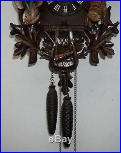 Antique Black Forest Wood & Polychrome Cuckoo Clock
