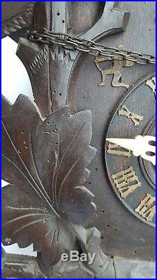 Antique Cuckoo Clock Original Schwarzwälder Cuckoo Clock Wood Carved