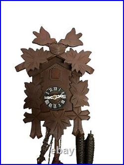 Antique German Black Forest Large Deeply Carved 2 Birds Cuckoo Clock UNTESTED