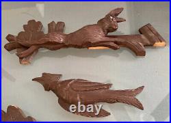 Antique German Cuckoo Clock Forest Rabbit Rifle Cast Iron PineCones Hand Crafted