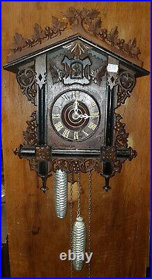 Antique German Cuckoo Wall Clock Black Forest 1895s