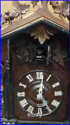 Antique German Cuckoo Wall Clock Black Forest 1895s