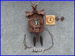 Antique Germany Black Forest Cuckoo Clock Hunter Theme Untested For Repair Parts
