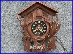 Antique Germany Black Forest Cuckoo Clock Hunter Theme Untested For Repair Parts