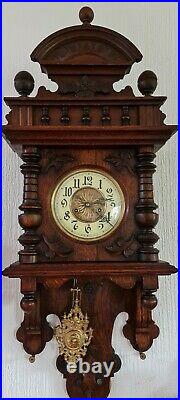 Antique Gustav Becker Clock Large Black Forest working 100cm h x40cm w x20cm d