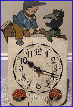 Antique KUEHL German Cuckoo Clock With Mechanical Animated Figural Top Germany