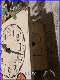 Antique KUEHL German Cuckoo Clock With Mechanical Animated Figural Top Germany