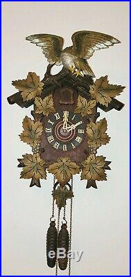Antique Mauthe Cuckoo Clock Eagle Crest Black Forest Germany FMS Restored
