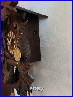 Antique Nice German Black Forest Cuckoo Clock Hand Carved Large 8 days