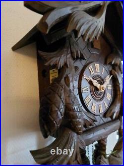Antique Nice German Black Forest Cuckoo Clock Hand Carved Large 8 days
