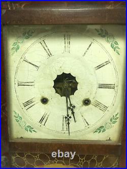 Antique Patent Brass Wall Clock with Hand Painted Artwork
