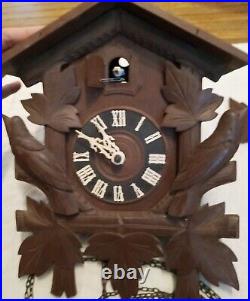 Antique Welby Cuckoo Clock 1 Day vintage wood wooden weights farmhouse decor