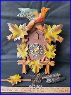 Antique Wooden Cuckoo Clock West Germany Black Forest Works Keeps Time