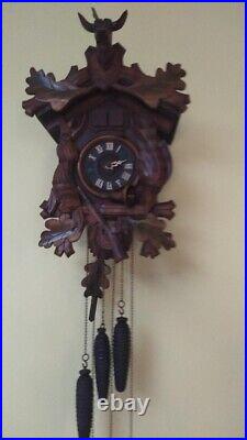 Antique Working German Black Forest Deer Hunter Double Door Cuckoo Clock