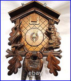 Anton Schneider Black Forest Hand Carved Hunting Theme Cuckoo Clock Germany