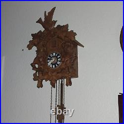 August Schwer Cuckoo Clock with Squirrels, Bird & Five Leaves Made in Germany