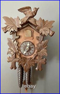 Authentic German Birds & Leaves Traditional Black Forest Cuckoo Clock