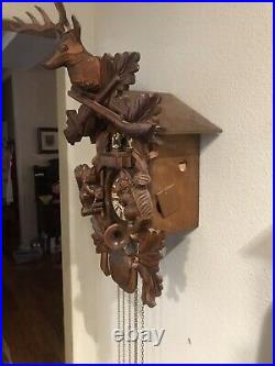 Beautiful German Black Forest Carved 8 Day Musical Cuckoo Clock With Dancers