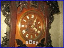 Beautiful Unusual Beha Twin Fusee Wood Plate Black Forest Cuckoo Clock