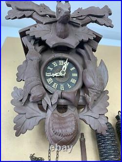 Beautiful Vintage HECO 8 DAY Wood Cuckoo Clock Made in Germany Parts Repair