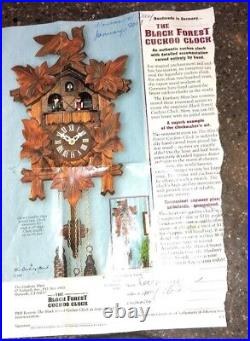 Black Forest Cuckoo Clock German Hunter Carved Wall Vtg Repair Working Or Parts