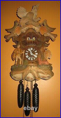 Black Forest Deep Carved Musical Animated Spinning Dancers Cuckoo Clock 8-day