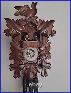 Black Forest Hand Carved Swiss Musical Movement 1 Day Cuckoo Clock German Made