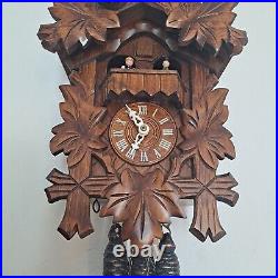 Black Forest Hand Carved Swiss Musical Movement 1 Day Cuckoo Clock German Made
