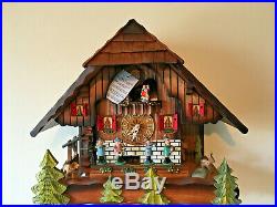 Black Forest Musical Mechanical Cuckoo Clock With Dancers Music Band& Waterwheel