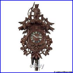 Black forest carved wood cuckoo clock with bears