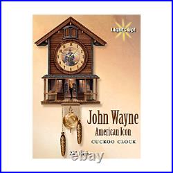 Bradford Exchange John Wayne American Icon Illuminated Cuckoo Clock NEW