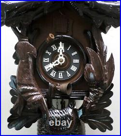 Breathtaking German Black Forest Deeply Carved Working 8 Day Hunter Cuckoo Clock