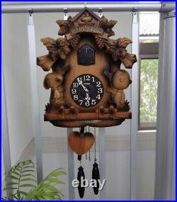 CITIZEN SNOOPY cuckoo clock wooden hand carved BEAUTIFUL working fine JAPAN