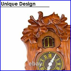 CLEVER GARDEN Large Wooden Traditional Cuckoo Clock House with Squirrels & &