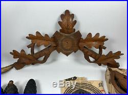 C. 1910 Large Antique Handcarved Wood Black Forest Lodge Cuckoo Clock WOWZA